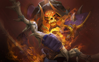 Skull burning face sword flamed - splash art free wallpaper