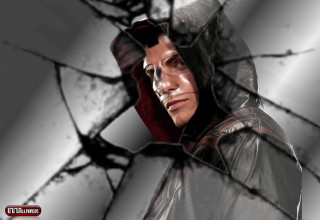 Man hooded jacket broken glass - a bloody face free wallpaper