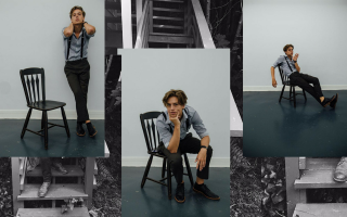 Man sitting chin black and - photoshoot free wallpaper