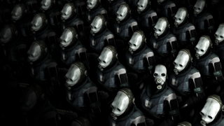 Masked people dark room black - mask free wallpaper