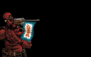 Deadpool holding gun pointing sign - western comic book art free wallpaper