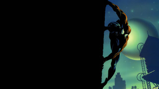 Man climbing building moon sky - a ladder free wallpaper