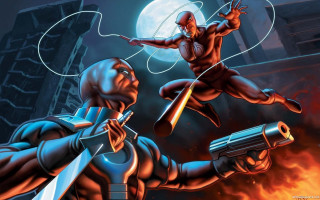 Man holding gun aiming another - in front free wallpaper