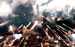 Fighter jets city smoke tall - a group of fighter jets free wallpaper for desktop