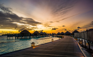 Pier sunset dock huts background - don arday free wallpaper for desktop