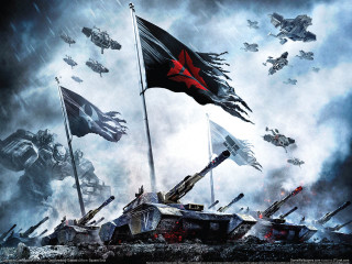 Tanks flags flying red star - a red star free wallpaper