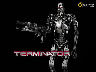 Robot gun terminator logo chest - a robot holding free wallpaper for desktop