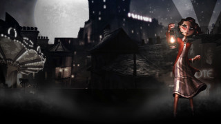 Woman dress lantern dark city - a lantern free wallpaper