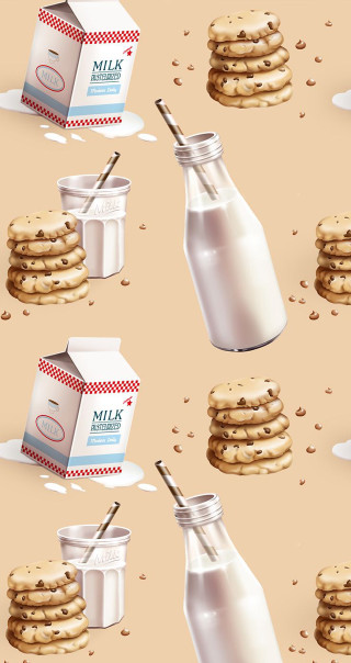 Cookies milk pattern tablecloth background - a cookie free wallpaper for mobile