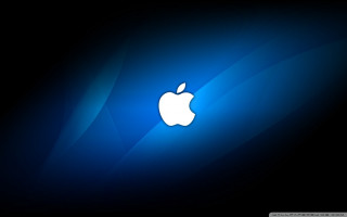 Blue apple wave white logo - the side of the wall free wallpaper for desktop
