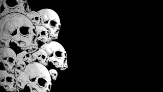Skulls stacked row black background - dan hillier free wallpaper
