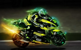Motorcycle person green yellow lightning - a motorcycle free wallpaper