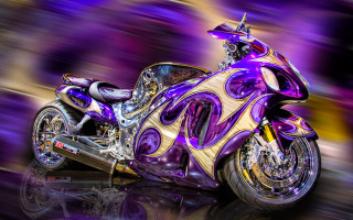 Motorcycle purple gold paint job - airbrush free wallpaper