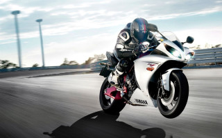 Motorcycle ride road fence building 2 - a person riding free wallpaper for desktop