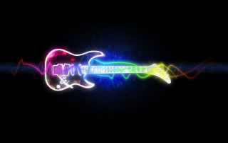 Neon guitar black background light - mouth free wallpaper for desktop