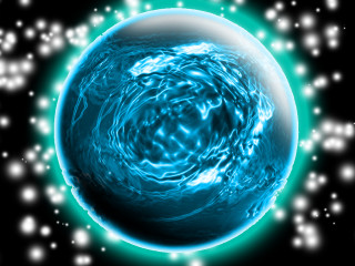 Blue white sphere glowing hologram - a green glow free wallpaper