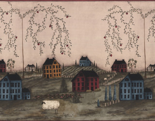 Village sheep tree painting leaves - a sheep free wallpaper