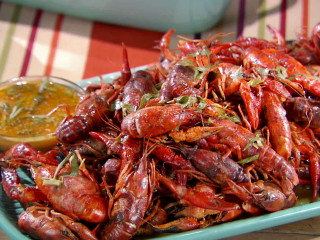 Cooked crawfish plate mustard side - a plate free wallpaper