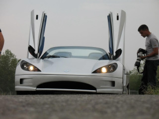 Man white sportscar open doors - its door free wallpaper