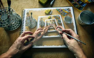 Person working painting brush palette - incredible art free wallpaper