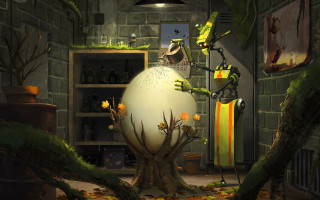 Cartoon character giant egg clock - alejandro burdisio free wallpaper for desktop
