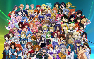 Anime characters rainbow background green - a rainbow background free wallpaper