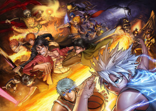 Anime characters fire lightning background - a basketball free wallpaper