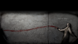 Man hooded suit painting wall - a red line free wallpaper