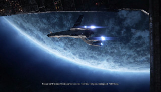 Space shuttle flying planet moon 2 - star citizen halo free wallpaper