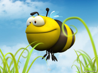Cartoon bee flying air open - its eye free wallpaper for desktop