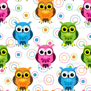 Colorful owls circles white background - owl free wallpaper