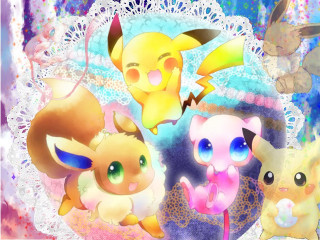 Pokemon group lace doily background - a group of pokemons free wallpaper