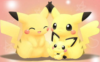 Pikachu couple sitting pink background - else alfelt free wallpaper