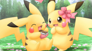 Pikachu grass cake sitting together - the grass together free wallpaper