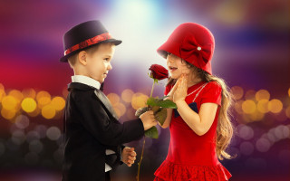 Boy girl red roses smiling - a boy and a girl free wallpaper