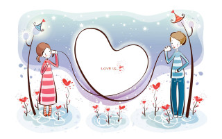 Couple snow heart frame together - a heart free wallpaper for desktop