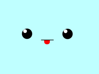 Blue face cute pixel moon - a red tongue free wallpaper