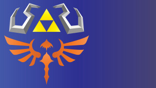 Blue background yellow orange logo - vector art free wallpaper