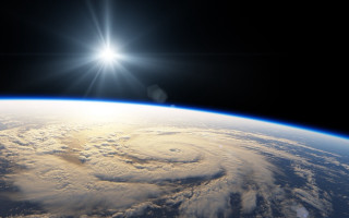 Satellite view hurricane from space - anamorphic len free wallpaper for desktop