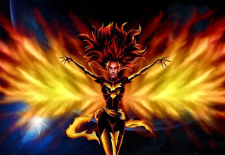 Woman red hair yellow wings - yellow wing free wallpaper