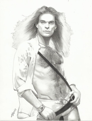 Woman knife shirt drawing artwork - a pencil sketch free wallpaper for mobile