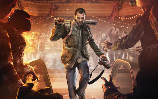 Man camera crowded room dog - realism free wallpaper for desktop