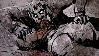 Man lying ground knife bloody - a bloody face free wallpaper for desktop