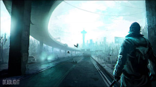 Futuristic man cityscape bird flying - a futuristic city free wallpaper