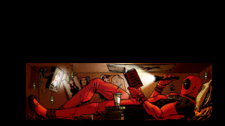 Man red suit reading book - the floor in a room free wallpaper