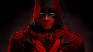 Man red hooded jacket black - a hood free wallpaper