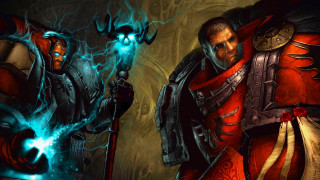 Armor demons glowing swords battle - blue light free wallpaper