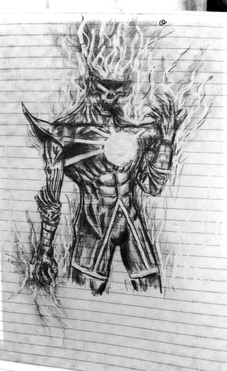 Man holding sword fire ball - a flame free wallpaper for mobile