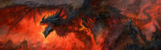 Dragon red flames demon painting - the right side of the image free wallpaper
