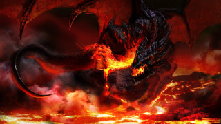 Fire dragon embers wings mountain - a rocky surface free wallpaper